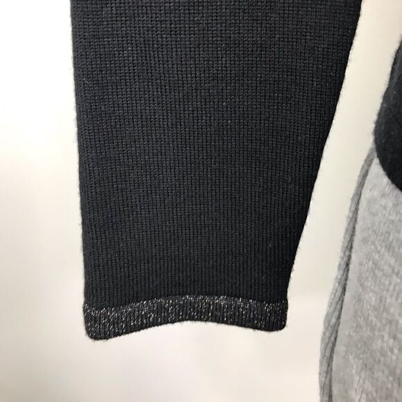 Kate Hill Black Merino Wool V neck Sweater with Metallic Chain Braid Trim - Picture 8 of 10